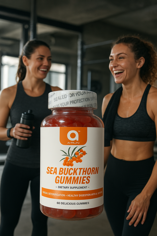 A-RUN Sea Buckthorn Gummies - 60 Delicious Gummies for Natural Detoxification Healthy Digestion & Antioxidant Support Healthcare Supplement Fitness Dietary Edible Vitamin