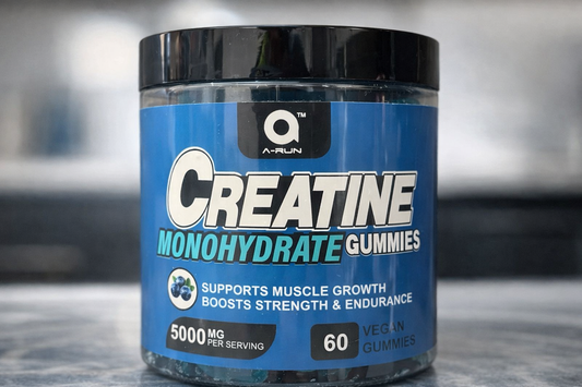 A-RUN Creatine Gummies 5000mg – Vegan, Sugar-Free Muscle & Strength Builder, VEGAN, recovery, Sugar free