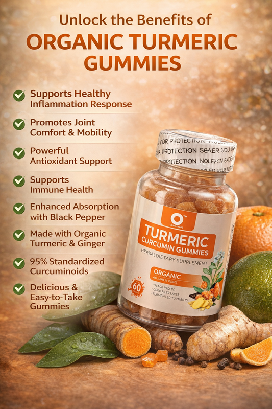 A-RUN Organic Turmeric Curcumin Gummies, Orange Flavor with Black Pepper, Ginger, Fermented Turmeric, Herbal Dietary Supplement, 60 Count